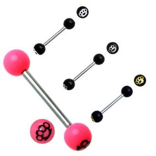 Steel Bar Knuckle Tongue Ring Barbell Body Jewelry 14G  BJB008