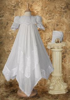 Girl Victorian Lace Heirloom Christening Gown 100% Cotton Handmade USA