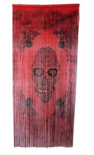 Red Skull 90 Strand Bamboo Beaded Curtain Room Divider