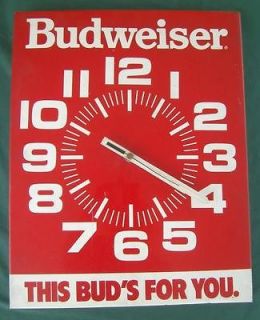 1990 BUDWEISER BEER BUDS FOR YOU ADVERTISING TIN CLOCK MAN CAVE BAR