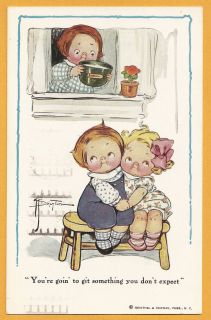 Drayton Kids On Bench, Reinthal & Newman SIG02 postcard signed by