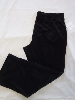 New CROFT & BARROW Black Velour Pants Elastic Waist 1X, 2X, 3X msrp