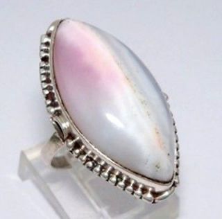 Southwestern Sterling Silver/925 Large Blue Lace Agate Ring Size 5.5
