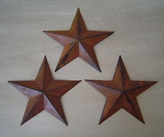 Primitive Barn Star Ornament Ornie Set/3 Rust Rusty Black 5 1/2 Wall
