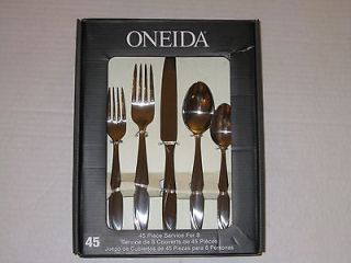 Oneida Groove 45 Piece Stainless Steel Flatware Set, Service for 8