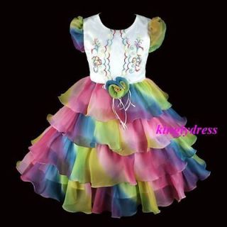 NEW Flower Girl Pageant Wedding Bridesmaid Party Dress Multi Color SZ