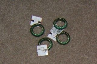 Bed Bath and Beyond Green and Gold Napkin Rings Set of 4 NWOT