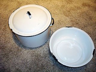 Enamel Enamelware Large Cooking Canning Pot with Lid & Wash Basin