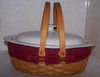 Traditions 3 Quart Pottery Roaster & Basket Off White *Retired