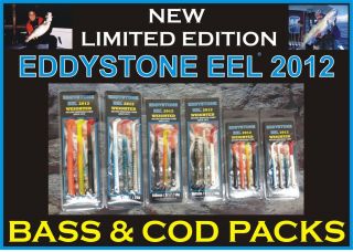 BASS & COD LURES   EDDYSTONE EEL 2012   PK 3/4 LURES   WEIGHTED   3