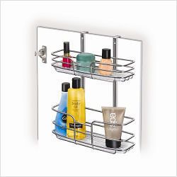 Over Cabinet Door Organizer Double Shelf with Molded Tray Chrome