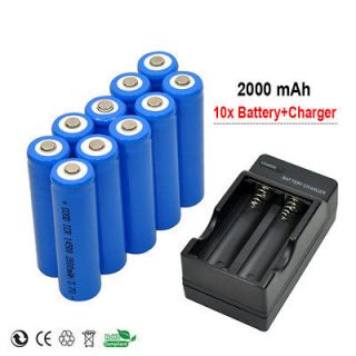 Charger+10x ICR 14500 3.7V AA Li ion Rechargeable Battey For Ultrafire