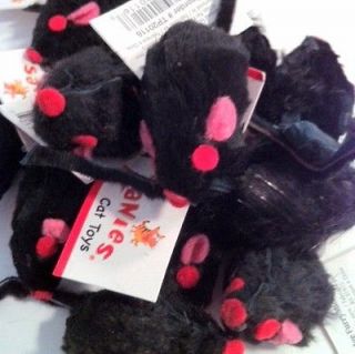 10 (Ten) BLACK ZANIES Furry Real Rabbit Fur Mice Cat & Kitten Toy