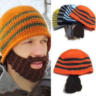 Unisex Beard Beanie Whiskers Cuffless Knit Hat Stocking Skull Cap