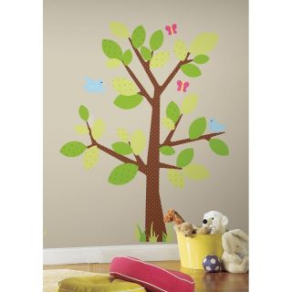 Baby Nursery Polka Dotted Tree Wall Mural Stickers   Kids Room Green