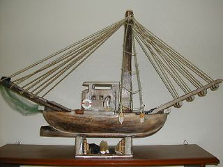 GENUINE HANDCRAFTED SOLID WOOD SHRIMP BOAT /DECOR PURPOSES ONLY