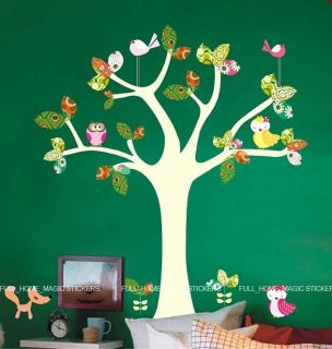 Colourful Animal Tree Wall Stickers Nursery/Girls/Kids Room Art Decals