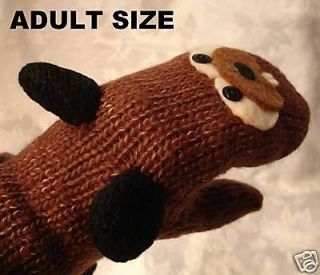 MITTENS Fleece LINED knit ADULT mens womens animal costume BEAVERS New