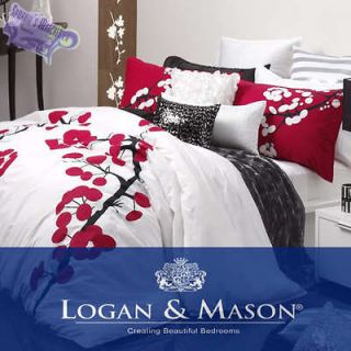 Yoko White Single Bed Quilt Cover Set   Logan & Mason   Cherry Blossom