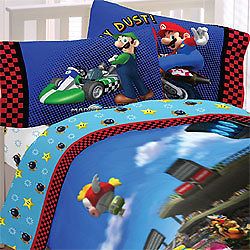 KART FULL BEDDING SET   Nintendo Luigi Race Car Quilt Sheets Ensemble