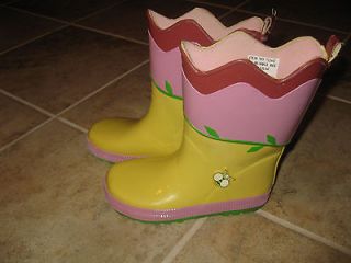GIRLS SIZE 10 SPRING THEMED RAIN BOOTS **BUMBLE BEE** SUPER CUTE