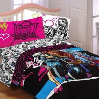 NEW MONSTER HIGH GHOULS RULE FULL SIZE COMFORTER AND SHEET SET BEDDING