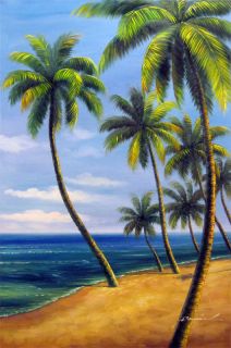 Hawaii Tahiti Beach Surfing Ocean Sunset Art Painting