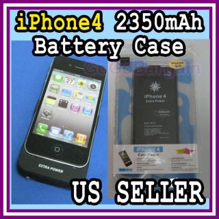 Black Extra Power Backup Battery Portable Case for iPhone 4 4s 4g