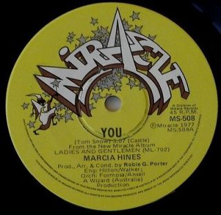 MARCIA HINES  YOU  45 SINGLE ~ 1970s R&B POP TOP 40