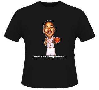 Derrick Rose Big Head Mvp Chicago Bulls T Shirt Black