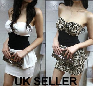 Womens Party Cocktail Bustier Bodycon Tube Dress Leopard or White