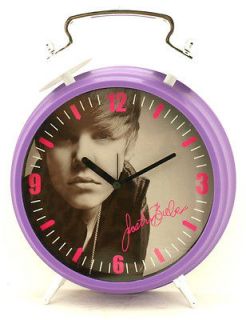 Justin Bieber Alarm Clock Jumbo Alarm Clock Round Purple Case Analog