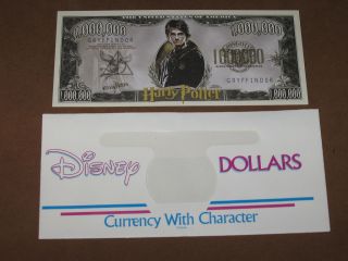 Harry Potter $1,000,000 Hermione & Ron Novelty Note + Disney dollar
