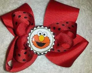 Elmo Sesame Street Toddler hair bow on partially lined alligator clip