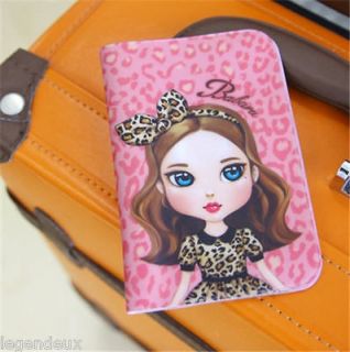 Babara Leopard Cute Girl Passport Holder Cover ID Suit Case Holder