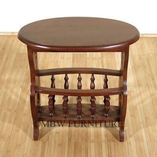 Solid Mahogany Heart Oval Magazine Rack Occasional End Side Table