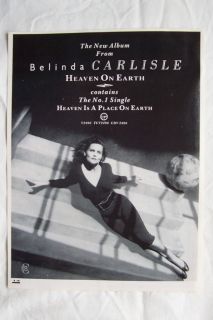 BELINDA CARLISLE   Heaven On Earth   1988 Magazine Advertisment Poster