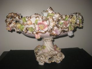 Vintage Italian Capodimonte Style Porcelain Planter Marked Galdi Made