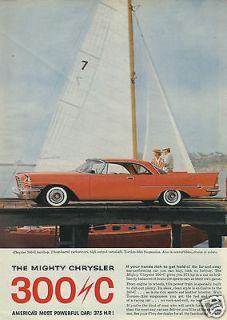 1957 Original AdCHRYSLER 300 C Red Hardtop 375 H.P. On Dock Next to