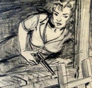 SAM CHERRY   GIRL IN BUNK BED?   RANCH ROMANCES ORIGINAL STORY DRAWING
