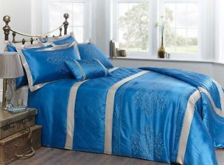 Luxury Super King Turquoise Blue Duvet Cover & Pillowcases Bedding Set