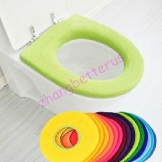 Warmer Toilet Seat Round Cover Pads Washable Cloth Flush Toilet Random