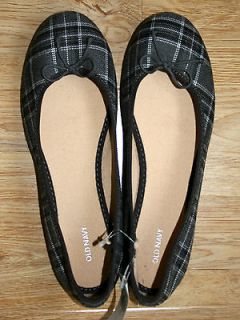 NWT OLD NAVY Womens Plaid Ballet Flats (GREY) US SIZE 8