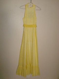 VINTAGE 1970S BIANCHI Yellow Sleeveless Summer Dress NICE L@@K Halter
