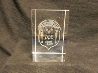 Zeta Phi Beta Etched Crystal Cube Collectable New In Box