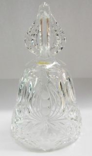 Vintage clear cut Crystal Glass Bell with metal chain