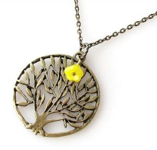 life yellow bell flower circle round pendant jewelry unique NECKLACE