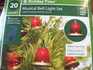 20 MUSICAL BELL LIGHT SET 25 MERRY SONGS RED BELLS 8FT (2.43M ) NEW