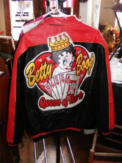 Betty Boop Queen of Hearts Womans Ladies Size L LARGE Leather Jacket