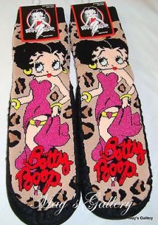 Betty Boop Slipper Socks Sandal Shoes Glitter Shoe Sock Slip Free NWT